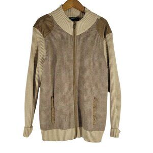 Lauren Ralph Lauren Full Zip Cardigan Womens 1X Classic Old Money Preppy